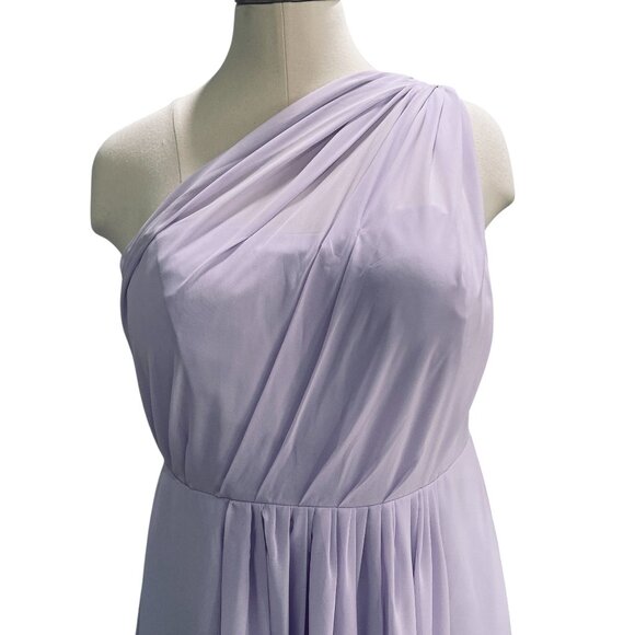 Lavender One Shoulder Bridesmaid Dress Corset Back Formal Gown Elegant Trendy - Picture 4 of 12